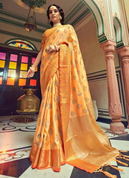 Yellow Colour Annalise Rajyog New Latest Festive Wear Designer Printed Soft Tusser Weaving Saree Collection 10064